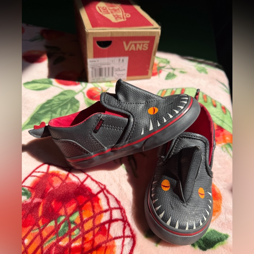 Vans Asher V Toddler Boy Dinosaur Slip-On Sneakers Kids Shoes 7.5c 7.5